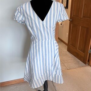 J. Crew Light Blue and White Striped Midi Dress